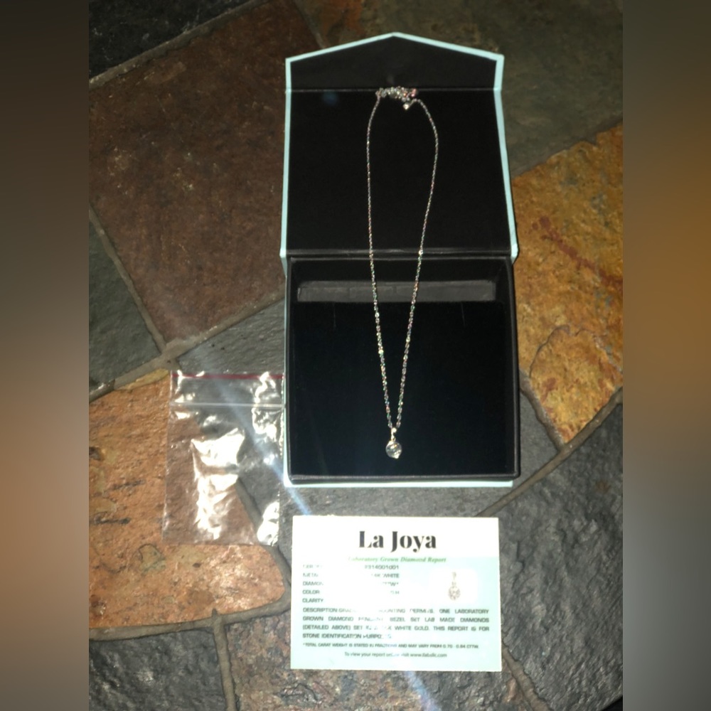 Certified .75 ct. diamond & 14k white gold chain. NWOT - Picture 3 of 9